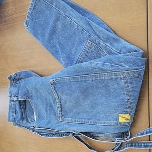 RARE VINTAGE GIANNTI RIGID HEAVYWEIGHT DENIM STRAP JEANS.